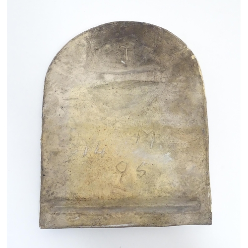 126 - A 19thC ceramic plaque by Conrad Dressler, depicting a profile portrait of a woman in relief, titled... 