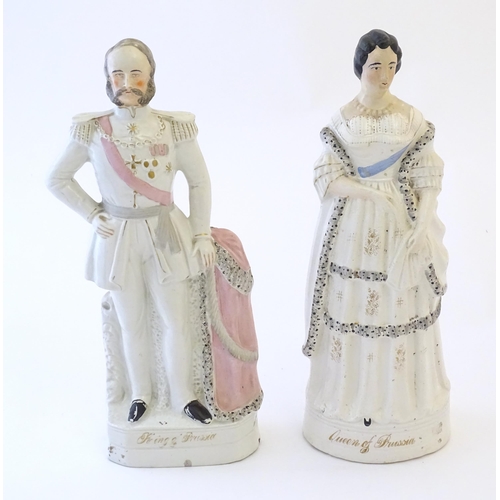 88 - A pair of large Victorian Staffordshire pottery flat back figures depicting the King of Prussia, and... 