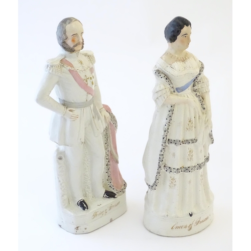 88 - A pair of large Victorian Staffordshire pottery flat back figures depicting the King of Prussia, and... 