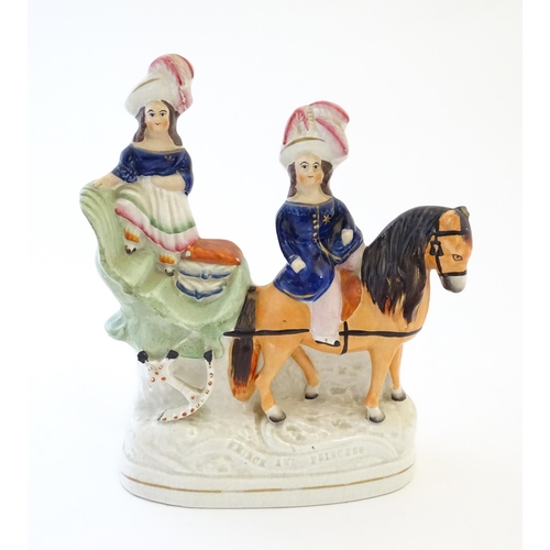 95 - A Victorian Staffordshire pottery flat back figural group depicting the young Prince of Wales and Pr... 