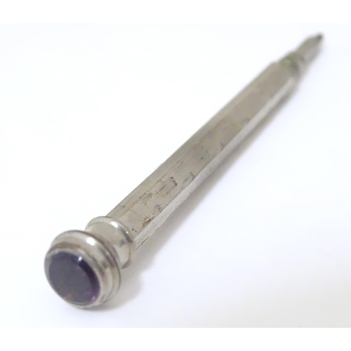 417 - 3 Propelling pencils : A Sterling silver pencil with engine turned decoration by Yard O Led, patent ... 