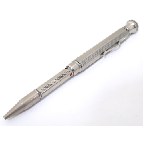 417 - 3 Propelling pencils : A Sterling silver pencil with engine turned decoration by Yard O Led, patent ... 