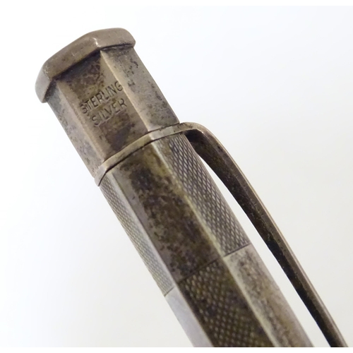 417 - 3 Propelling pencils : A Sterling silver pencil with engine turned decoration by Yard O Led, patent ... 
