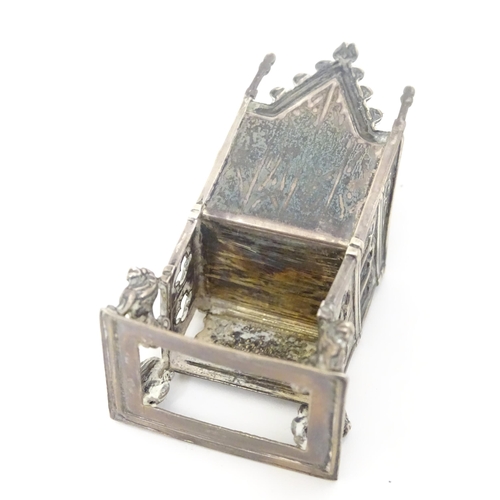 450 - Miniature chairs : A silver miniature model of the Coronation throne hallmarked Birmingham 1910 make... 