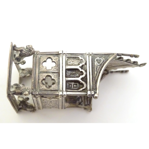 450 - Miniature chairs : A silver miniature model of the Coronation throne hallmarked Birmingham 1910 make... 
