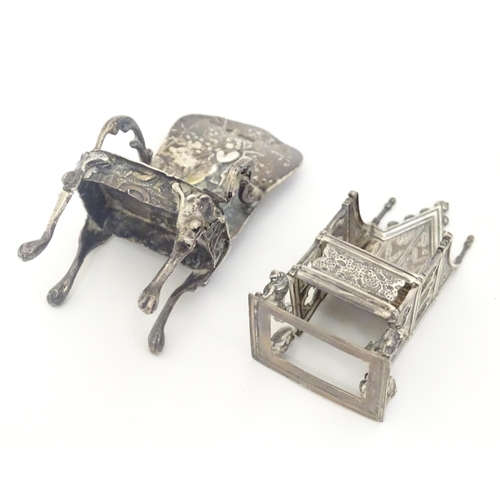 450 - Miniature chairs : A silver miniature model of the Coronation throne hallmarked Birmingham 1910 make... 