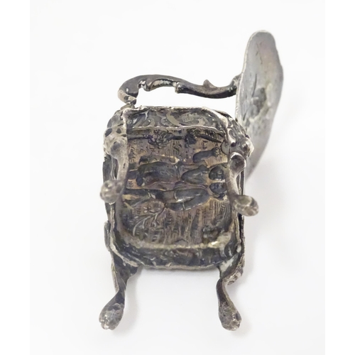 450 - Miniature chairs : A silver miniature model of the Coronation throne hallmarked Birmingham 1910 make... 