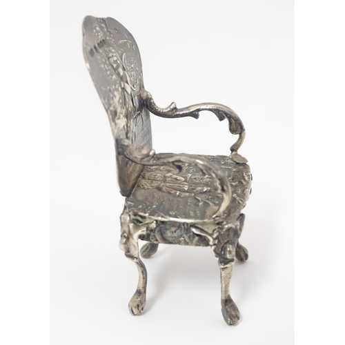 450 - Miniature chairs : A silver miniature model of the Coronation throne hallmarked Birmingham 1910 make... 