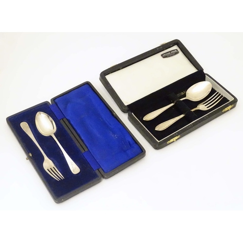 406 - A silver Christening spoon and fork hallmarked Sheffield 1909 William Gallimore & Sons Approx 5