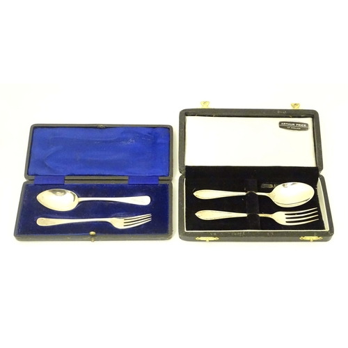 406 - A silver Christening spoon and fork hallmarked Sheffield 1909 William Gallimore & Sons Approx 5