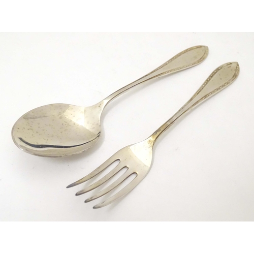 406 - A silver Christening spoon and fork hallmarked Sheffield 1909 William Gallimore & Sons Approx 5