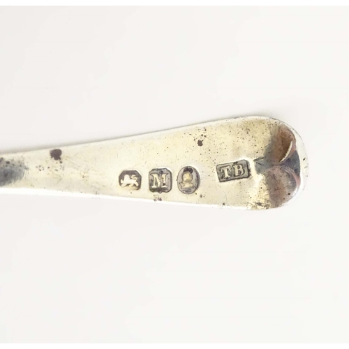440 - A pair of Geo III silver fiddle pattern salt spoons Hallmarked London 1810 maker AH. 
Together with ... 