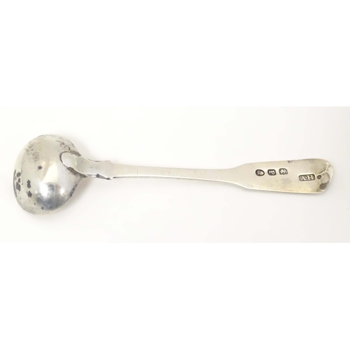 440 - A pair of Geo III silver fiddle pattern salt spoons Hallmarked London 1810 maker AH. 
Together with ... 