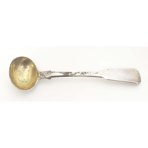 440 - A pair of Geo III silver fiddle pattern salt spoons Hallmarked London 1810 maker AH. 
Together with ... 