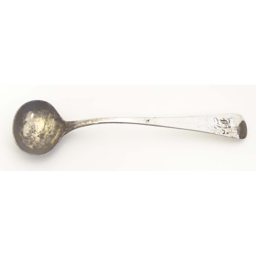 440 - A pair of Geo III silver fiddle pattern salt spoons Hallmarked London 1810 maker AH. 
Together with ... 