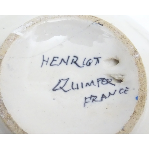 191 - A quantity of assorted French faience pottery by Henriot Quimper to include plates, twin handled bow... 