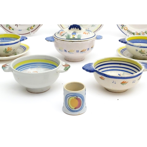 191 - A quantity of assorted French faience pottery by Henriot Quimper to include plates, twin handled bow... 