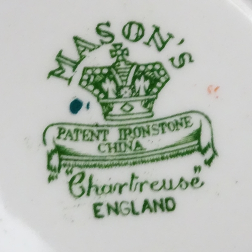 216 - A quantity of Mason's dinner wares in the pattern Chartreuse, to include chambersticks, plates, side... 