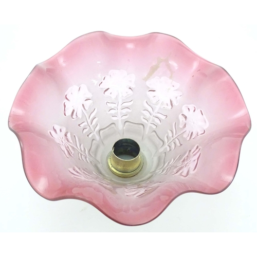 240 - A glass light shade with floral and frilled decoration Approx. 7