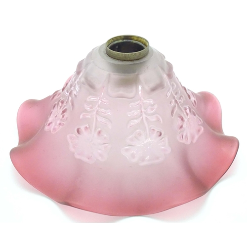 240 - A glass light shade with floral and frilled decoration Approx. 7