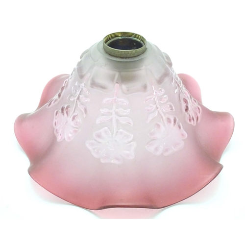 240 - A glass light shade with floral and frilled decoration Approx. 7