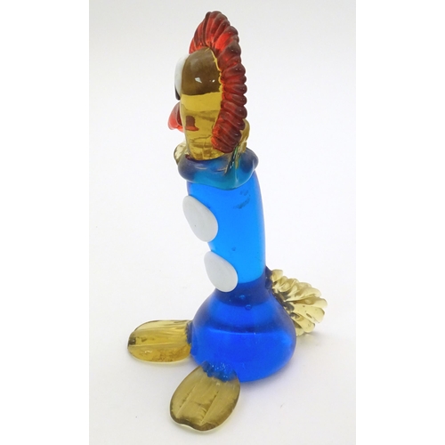 243 - A studio glass novelty model of a stylised rooster / cockerel. In the Murano style 10 3/4