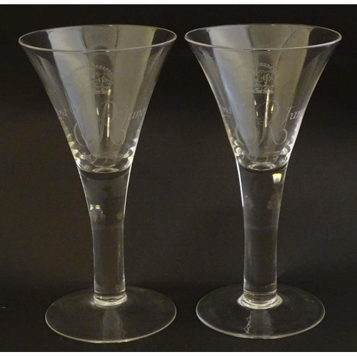 275 - Assorted drinking glasses to include two commemorative Elizabeth II ' Queen's Diamond Jubilee ' flut... 