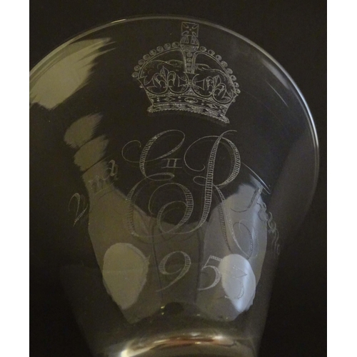 275 - Assorted drinking glasses to include two commemorative Elizabeth II ' Queen's Diamond Jubilee ' flut... 