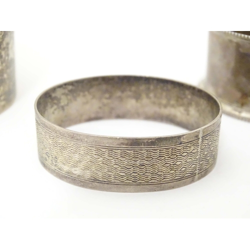 356A - Three silver napkin rings comprising on hallmarked Birmingham 1939 maker John Rose, one Birmingham 1... 