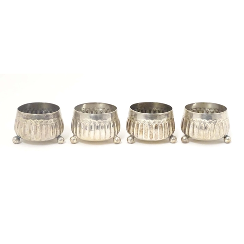 448 - Four Victorian silver salts. Hallmarked London 1883 maker William Hutton & Sons (Edward Hutton). App... 