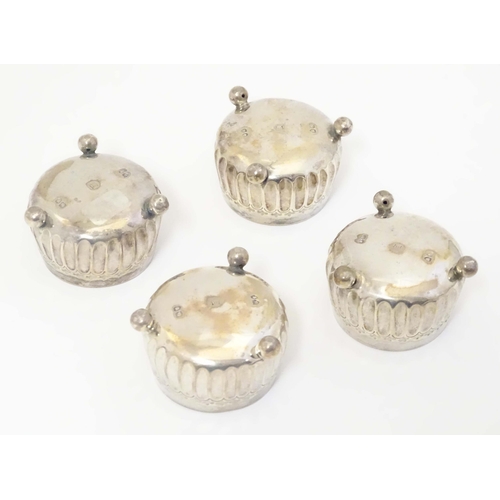 448 - Four Victorian silver salts. Hallmarked London 1883 maker William Hutton & Sons (Edward Hutton). App... 