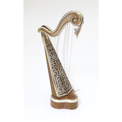 485 - A silver model of a harp by Sachetti . Approx. 5