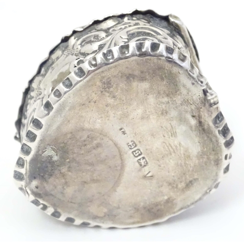 486 - A Victorian silver pill box of heart shape hallmarked Birmingham 1892. 1 1/2