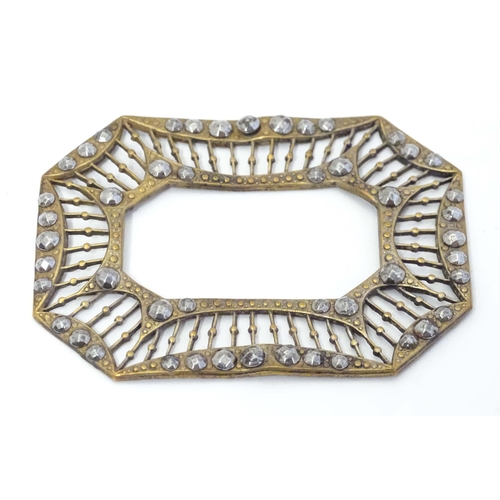 651 - A Victorina gilt metal buckle surround with marcasite decoration. Approx. 2 3/4