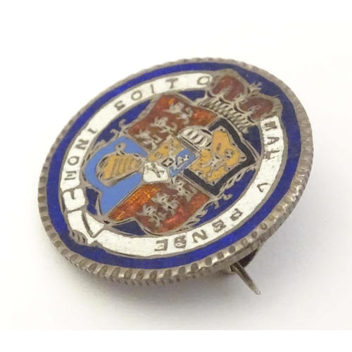 735 - A silver brooch formed from a Geo III 1816 coin with enamel decoration. 1