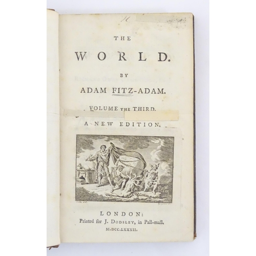 884 - Book: The World, volume III, by Adam Fitz-Adam. Published London, 1782, inscribed April 1825