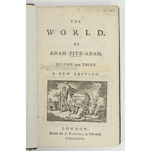 884 - Book: The World, volume III, by Adam Fitz-Adam. Published London, 1782, inscribed April 1825