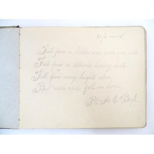 951 - An early 20thC autograph album / guest / visitor book belonging to a WWI / WW1 nurse named Lily Higg... 