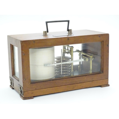 1062 - A 20thC German barograph with plaque to top Marine Observatorium. Approx. 6 1/2