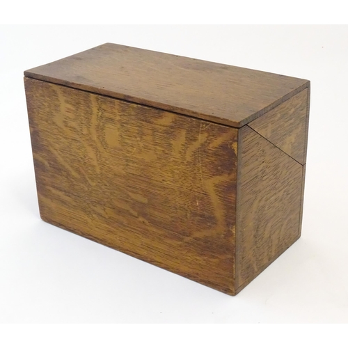 1064 - A 20thC oak correspondence / address box. Approx. 6