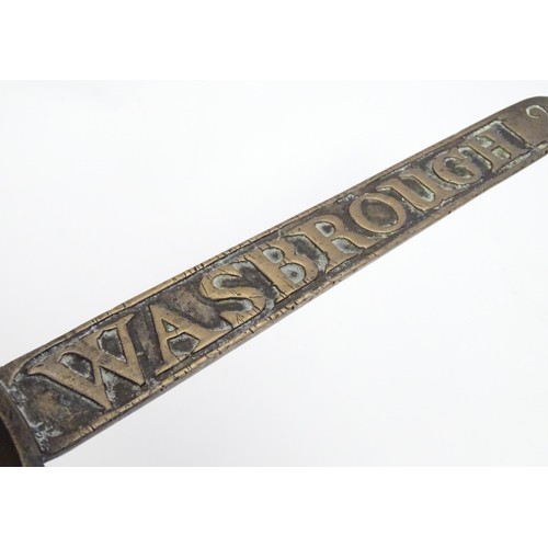 1090 - An early 19thC bronze skillet, the handle marked 'Wasbrough' (of Bristol, act. 1793-1826.) 15