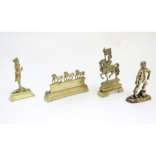 1181 - A quantity of assorted cast fireplace / fireside / chimney ornaments to include the god Mercury / He... 