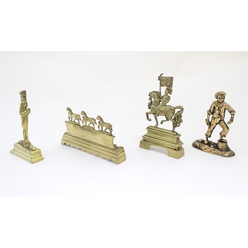 1181 - A quantity of assorted cast fireplace / fireside / chimney ornaments to include the god Mercury / He... 