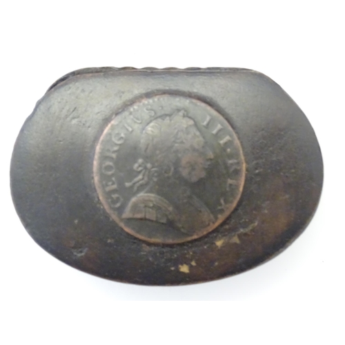 1193 - Four 19th and early 20thC snuff boxes to include a horn example with applied hunting engraving to to... 