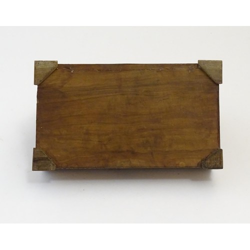 1213 - A 19thC Continental olivewood stationery box with letter rack within, with inlaid decoration depicti... 