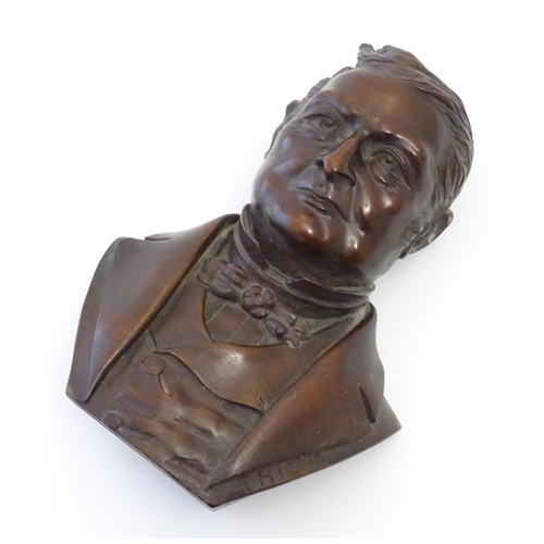 1233 - A 20thC Continental carved wooden portrait bust of Adolphe Thiers, former President of France. Title... 