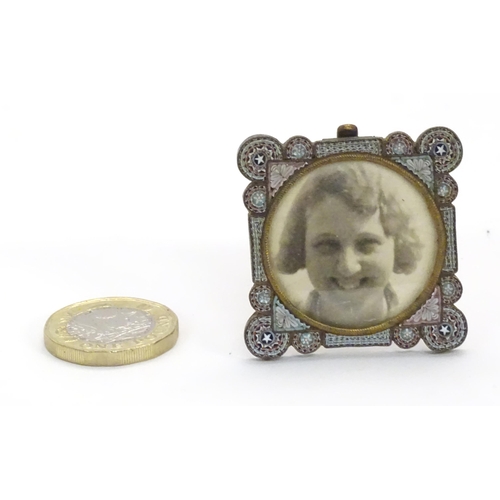 1237 - A 19thC small photograph frame with micro mosaic decoration. Approx. 1 1/2