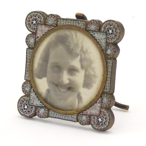 1237 - A 19thC small photograph frame with micro mosaic decoration. Approx. 1 1/2