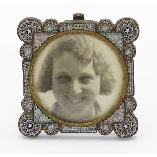 1237 - A 19thC small photograph frame with micro mosaic decoration. Approx. 1 1/2