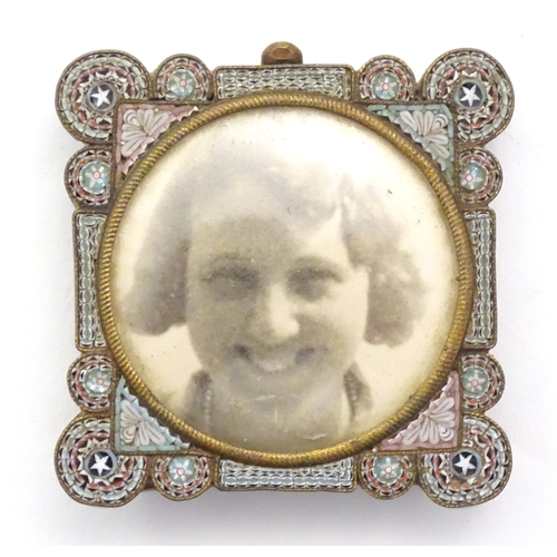 1237 - A 19thC small photograph frame with micro mosaic decoration. Approx. 1 1/2